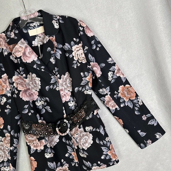 Keepsake Blazer Women Sz 10 Atomic Floral Belted Feminine Academia Spring - Picture 8 of 16